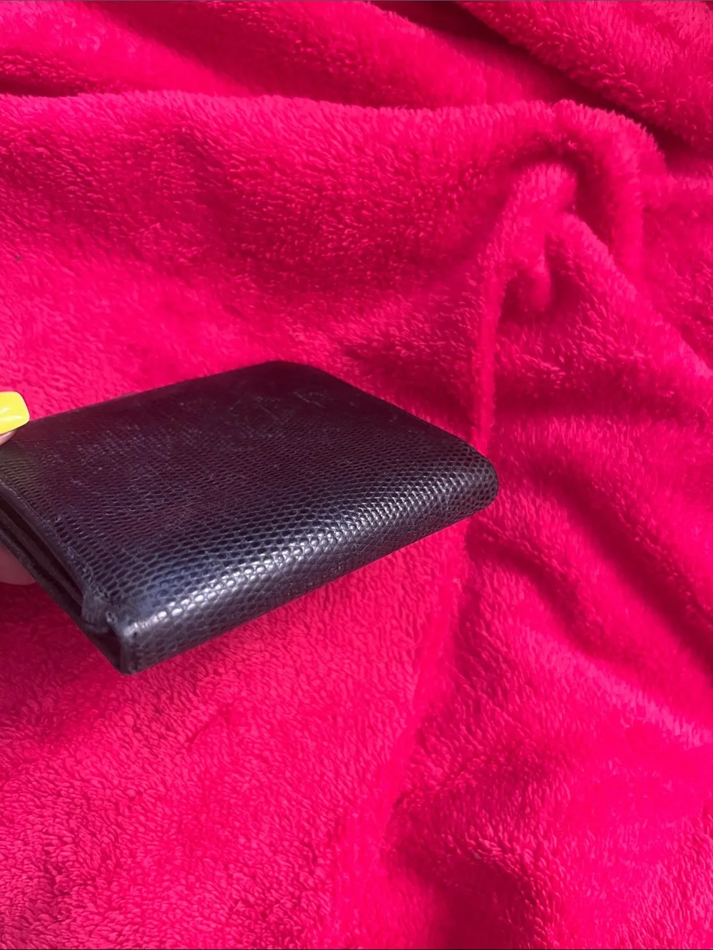 Salvatore Ferragamo Black Leather Vara Bow Compact Wallet with Gold Hardware